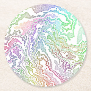 Dessous De Verre Rond Arc-en-ciel marbré
