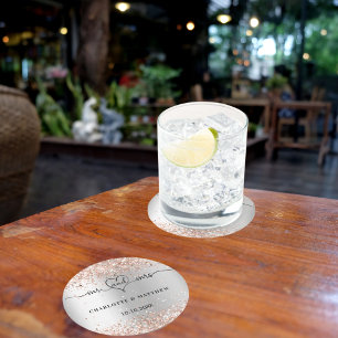 Dessous De Verre Rond Argent rose or m mrs script coeur