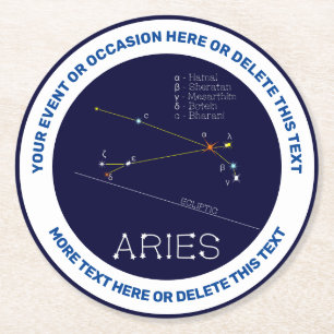 Dessous De Verre Rond Aries de Zodiac Constellation