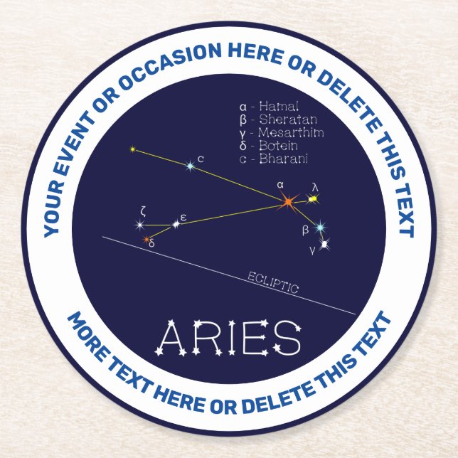 Dessous De Verre Rond Aries de Zodiac Constellation (Devant)