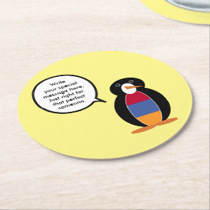 Dessous De Verre Rond Armenie Ms Penguin personnalisé parle 