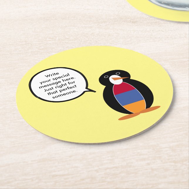 Dessous De Verre Rond Arménie Parler de Mme Penguin personnalisée (Incliné)