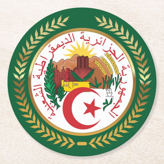 Dessous De Verre Rond Armoiries de l'Algérie (Devant)