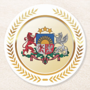 Dessous De Verre Rond Armoiries de Lettonie