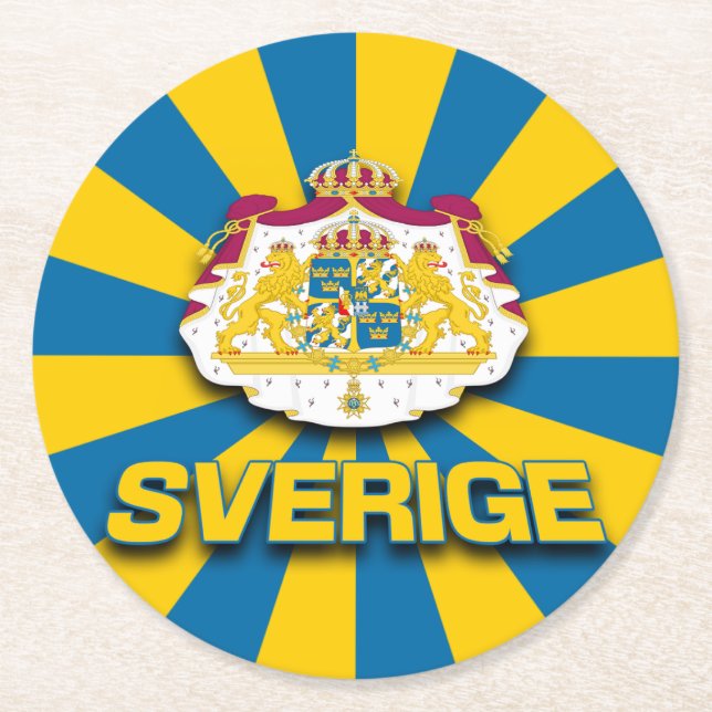 Dessous De Verre Rond Armoiries de Sverige (Devant)