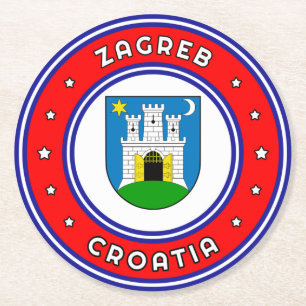 Dessous De Verre Rond Armoiries de Zagreb Croatie
