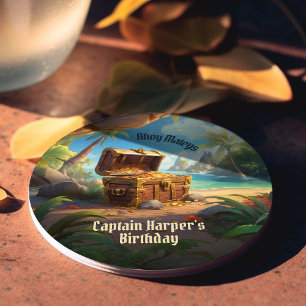 Dessous De Verre Rond Arr-some Pirate Island Ship Anniversaire