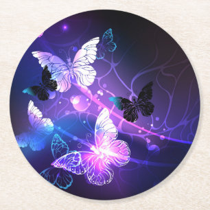 Dessous De Verre Rond Arrière - plan aux papillons de nuit