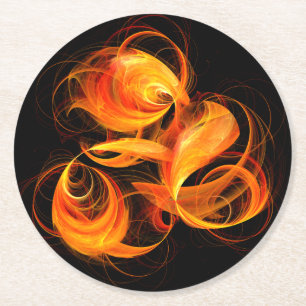 Dessous De Verre Rond Art Abstrait Fireball