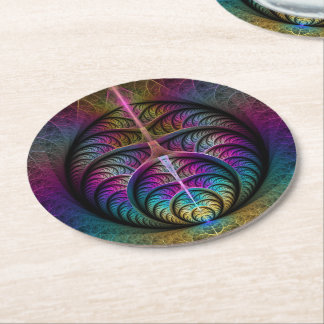 Dessous De Verre Rond Art abstrait fractal coloré et psychédélique