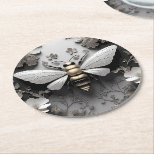 Dessous De Verre Rond Art géométrique Golden Honeybee