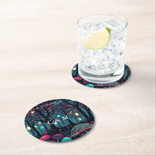 Dessous De Verre Rond Art Imaginaire Floral Spray