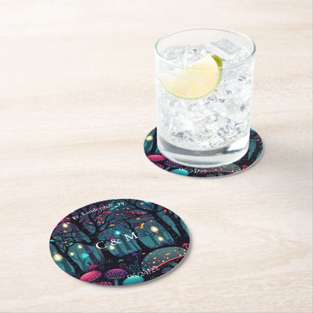 Dessous De Verre Rond Art Imaginaire Floral Spray (En situation)