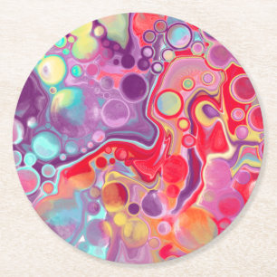 Dessous De Verre Rond Art numérique moderne Abstrait coloré