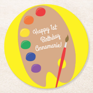 Dessous De Verre Rond Art Paint Palette Cute Kid's Birthday Party