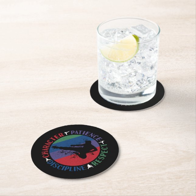Dessous De Verre Rond Arts martiaux - Valeurs fondamentales du karaté (En situation)