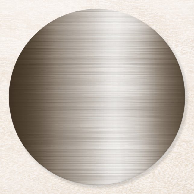 Dessous De Verre Rond Aspect bronze en métal brossé (Devant)