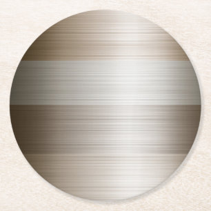 Dessous De Verre Rond Aspect en bronze métallique mélangé brossé