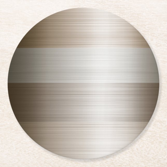 Dessous De Verre Rond Aspect en bronze métallique mélangé brossé (Devant)