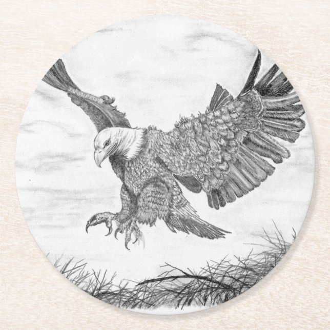Dessous De Verre Rond Atterrissage d'aigle (Devant)