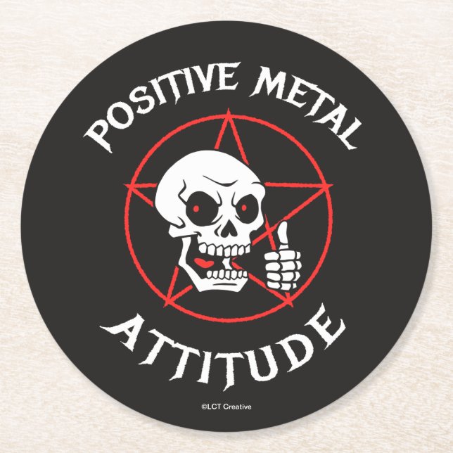 Dessous De Verre Rond Attitude métallique positive (Devant)