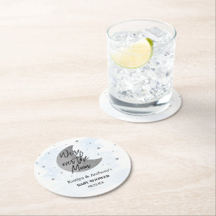 Dessous De Verre Rond Au-Dessus De La Lune Baby shower Garçons