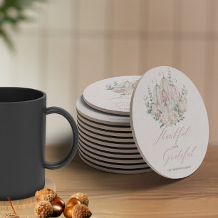 Dessous De Verre Rond Automne Floral Citrouille Thanksgiving