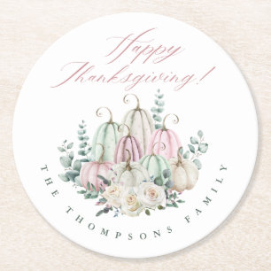 Dessous De Verre Rond Automne Floral Citrouille Thanksgiving