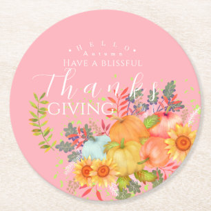 Dessous De Verre Rond Automne Thankgiving rose