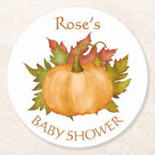 Dessous De Verre Rond Autumn Foliage Citrouille Baby shower d'automne