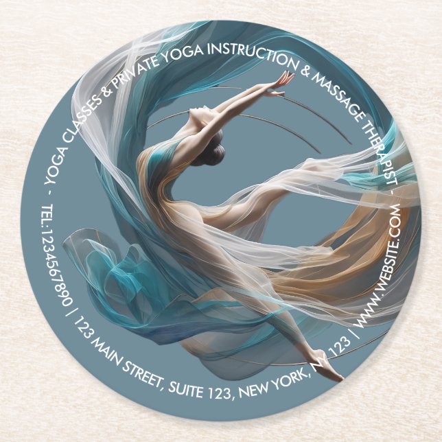 Dessous De Verre Rond Avion Air Yoga Instructeur Pilates Fitness (Devant)
