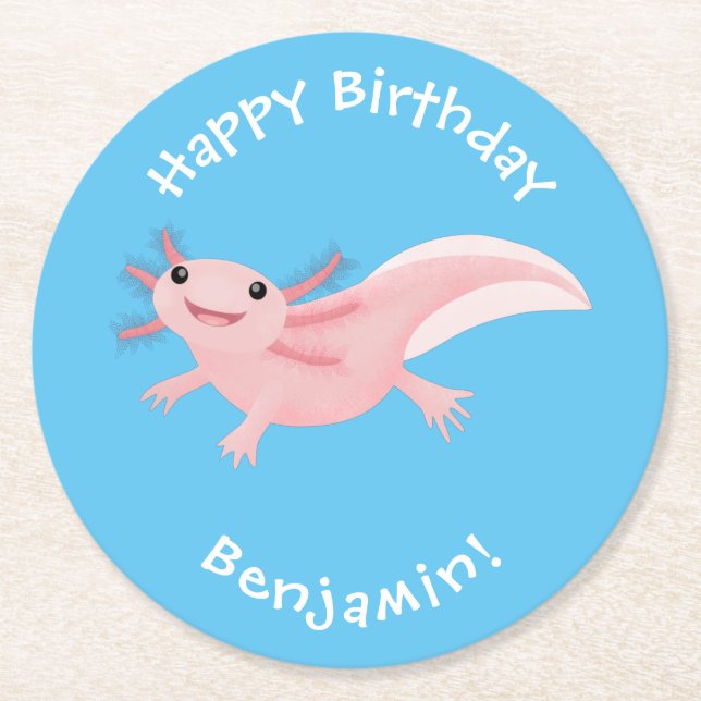 Dessous De Verre Rond axolotl rose pâle (Devant)
