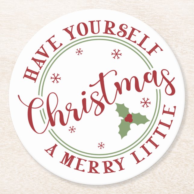 Dessous De Verre Rond Ayez un joyeux petit Noël (Devant)