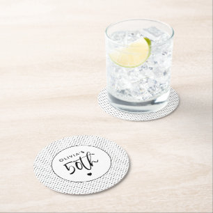 Dessous De Verre Rond B&W géométrique minimaliste 50e anniversaire Scrip