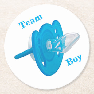 Dessous De Verre Rond Baby Gender Reveal Party - Team Boy