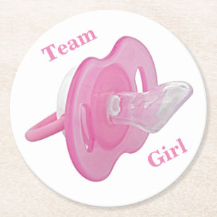 Dessous De Verre Rond Baby Gender Reveal Party - Team Girl