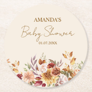 Dessous De Verre Rond Baby Shower bohème rustique d'automne