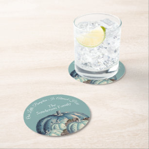 Dessous De Verre Rond Baby shower Citrouille bleu