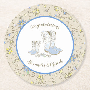 Dessous De Verre Rond Baby shower Cowboy