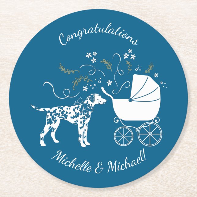 Dessous De Verre Rond Baby shower dalmate (Devant)