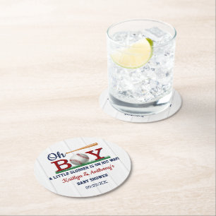 Dessous De Verre Rond Baby shower de baseball Boys