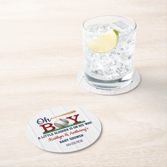 Dessous De Verre Rond Baby shower de baseball Boys (En situation)
