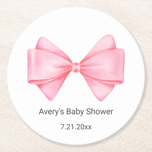 Dessous De Verre Rond Baby shower de boule rose (Devant)