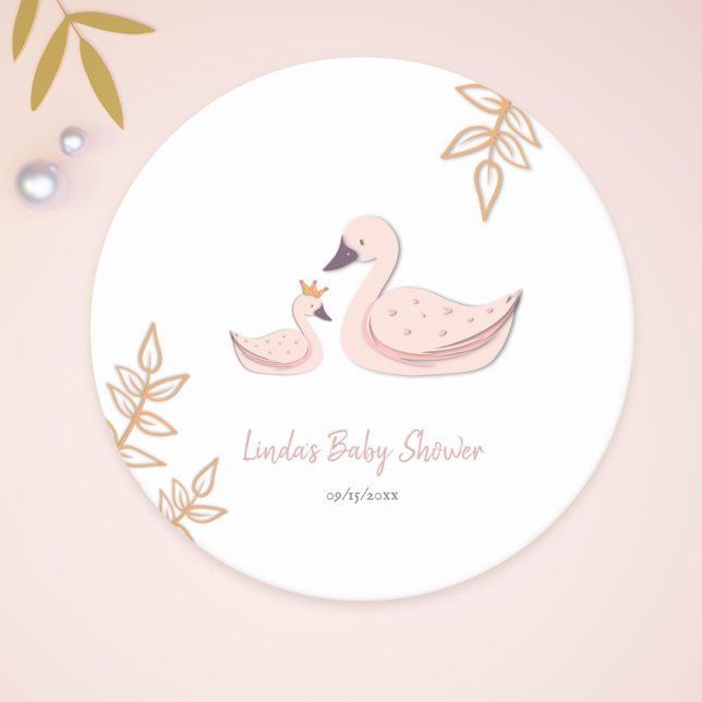 Dessous De Verre Rond Baby shower de cygne mignonne (Créateur téléchargé)