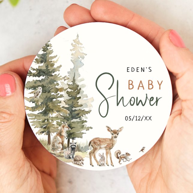 Dessous De Verre Rond Baby shower des animaux forestiers (Créateur téléchargé)