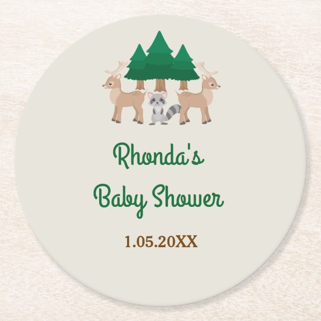 Dessous De Verre Rond Baby shower des bois (Devant)