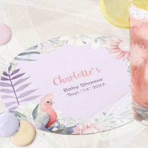 Dessous De Verre Rond Baby shower fantaisiste aux fleurs de lavande pour