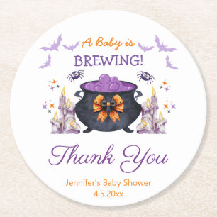 Dessous De Verre Rond baby shower halloween élégant brassage merci