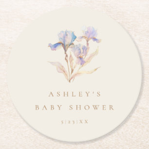 Dessous De Verre Rond Baby shower Iris aquarelle