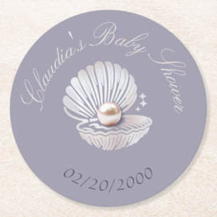 Dessous De Verre Rond Baby shower Little Pearl
